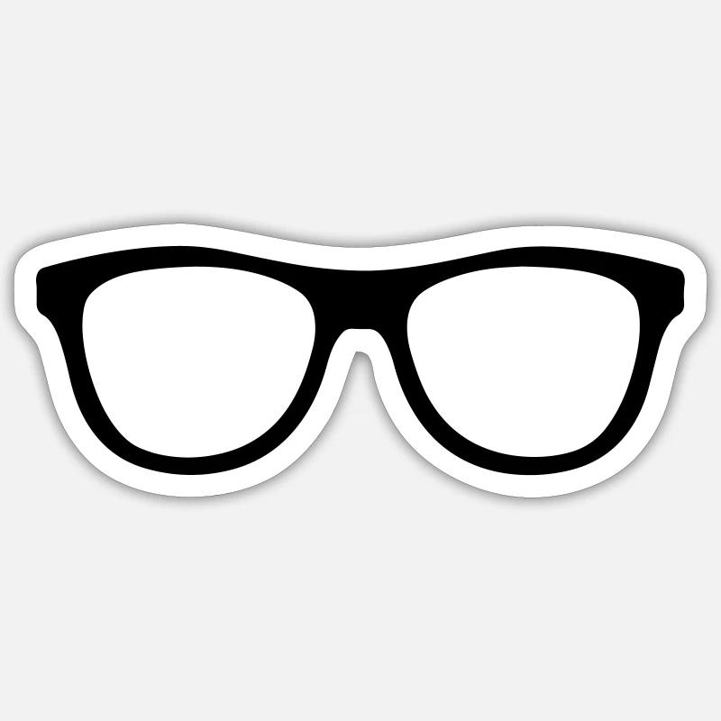 Nerd Hispter Brille - Glasses - Sticker Größe S (10 x 10 cm) - Mattweiß