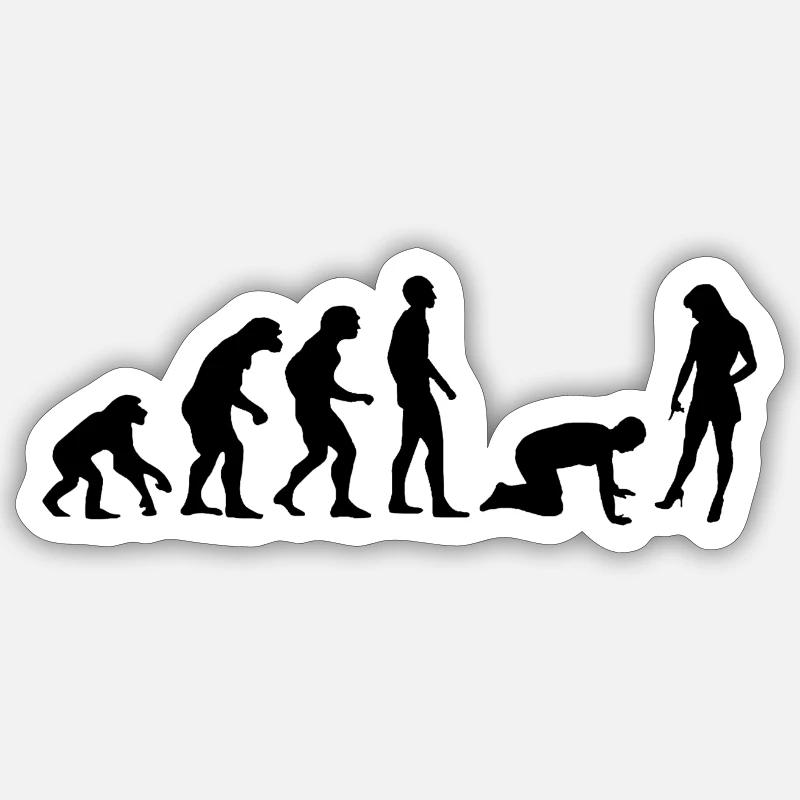 Homme de l'évolution - Sticker taille S (10 x 10 cm) - blanc mat