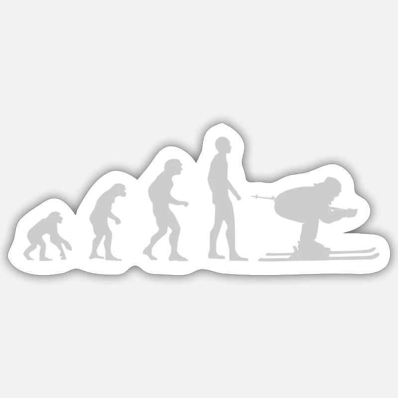 Evolution Skifahrer - Geschenkidee Sticker Größe S (10 x 10 cm)
