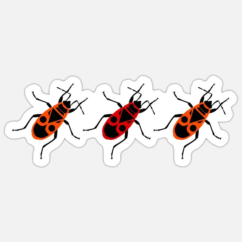 trois firebugs dans une rangée - Sticker taille S (10 x 10 cm) - blanc mat