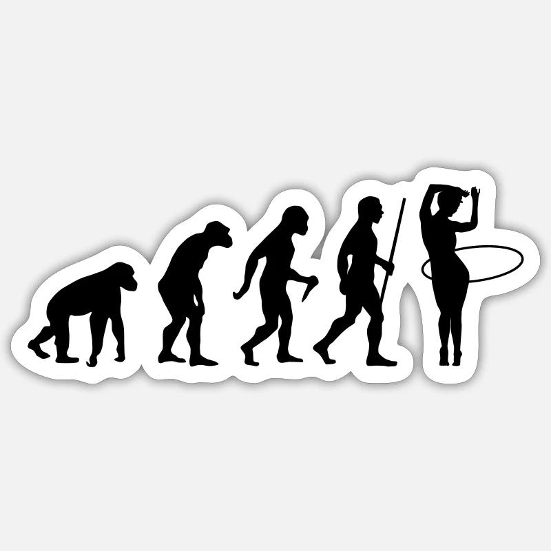 Evolution Hula Hoop - Sticker Größe S (10 x 10 cm) - Mattweiß
