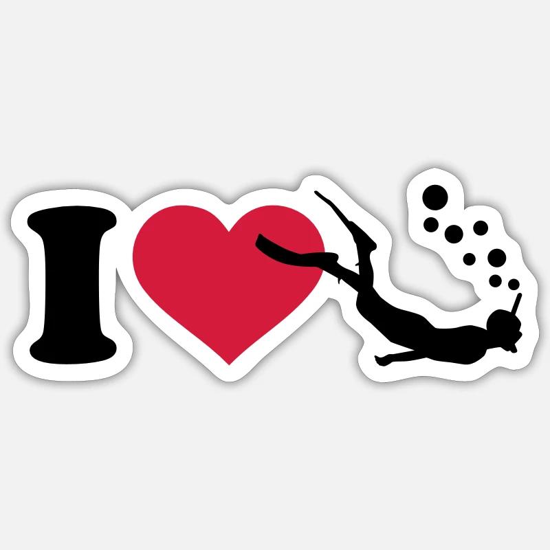 I love Snorkeling - Sticker size S (10 x 10 cm) - white matte