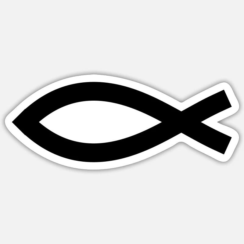 Christian fish symbol vector - Sticker size S (10 x 10 cm) - white matte