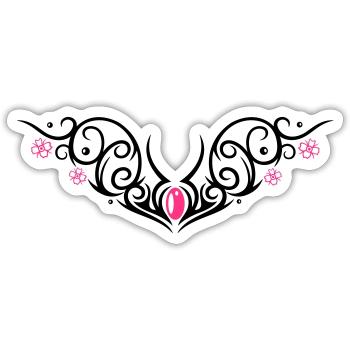 Tribal with cherry blossom, Tattoo - Sticker size S (10 x 10 cm) - white matte - Front