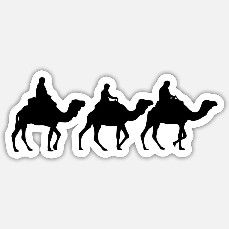 Camel - Dromedar - Kamel - Karawane - Sticker Größe S (10 x 10 cm) - Mattweiß