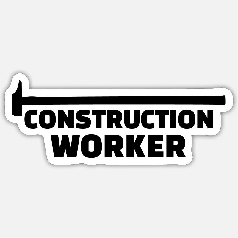 Bauarbeiter - Sticker Größe S (10 x 10 cm) - Mattweiß