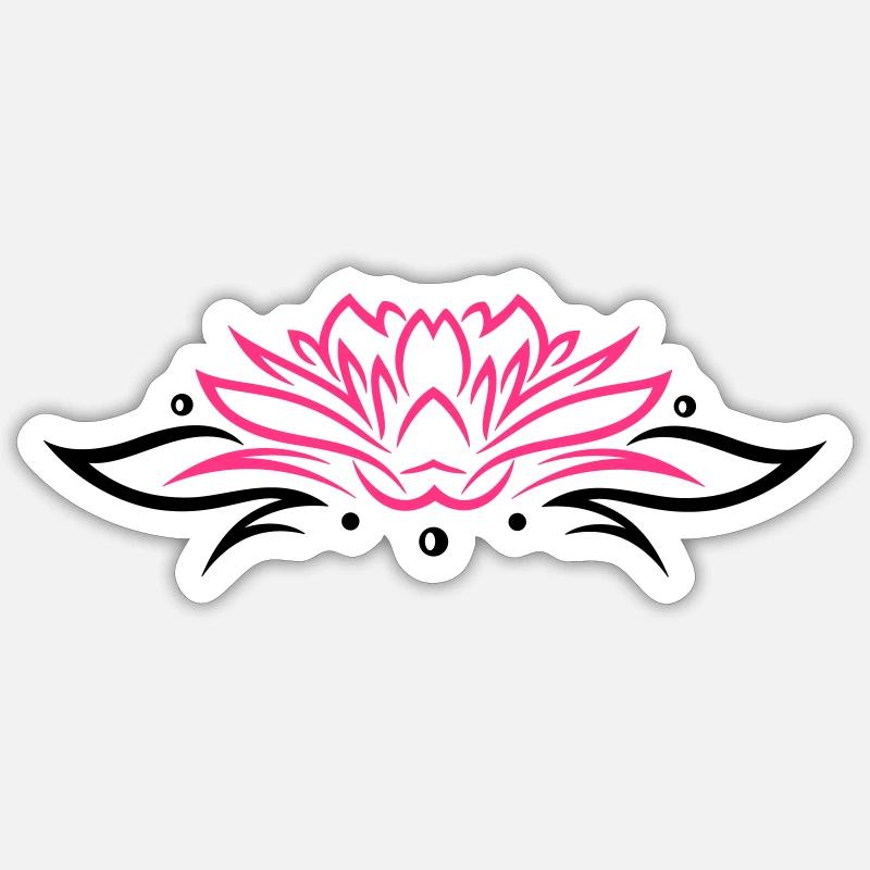Lotus, Lotusblüte mit Blättern - Sticker taille S (10 x 10 cm) - blanc mat