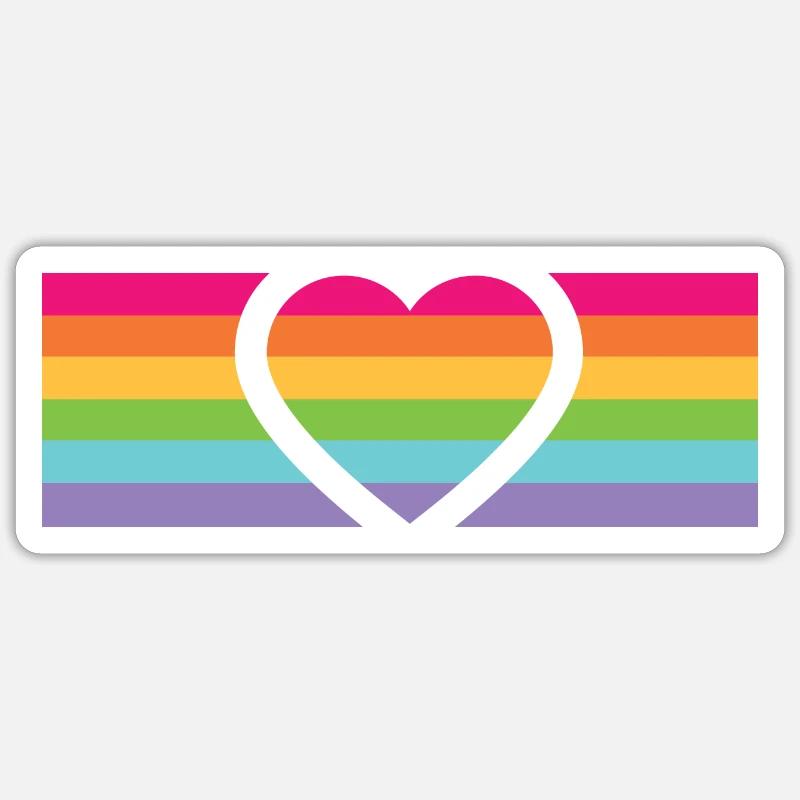 Rainbow Heart - Sticker taille S (10 x 10 cm) - blanc mat