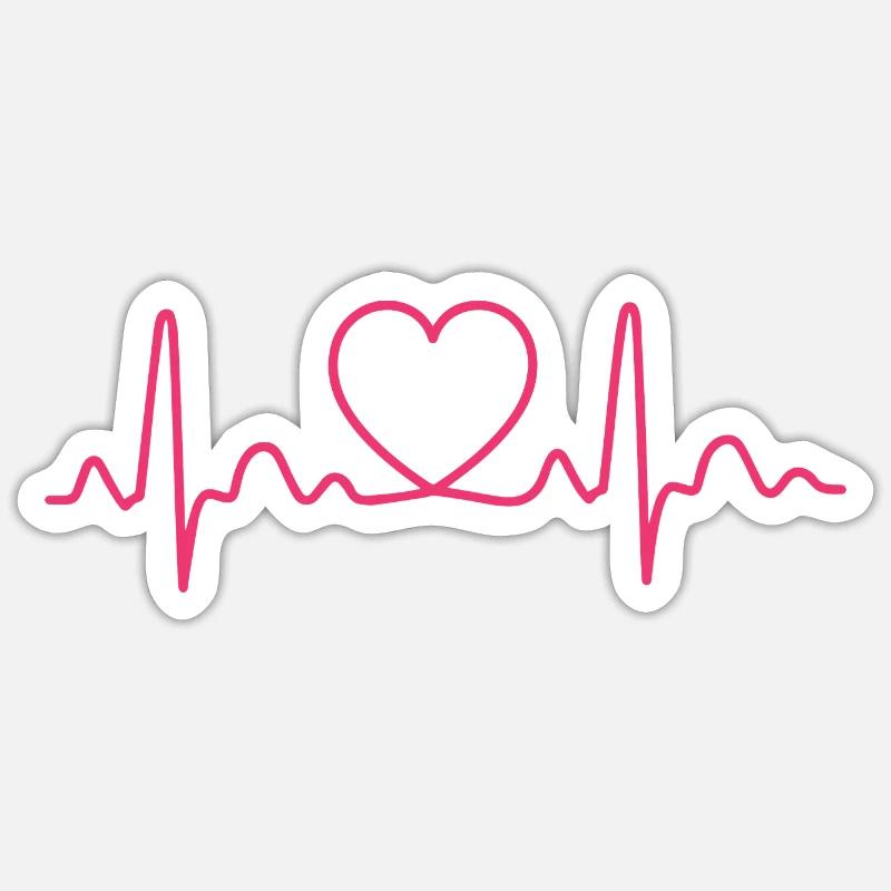 Herzschlag Puls Puls Geschenkidee - Sticker Größe S (10 x 10 cm) - Mattweiß