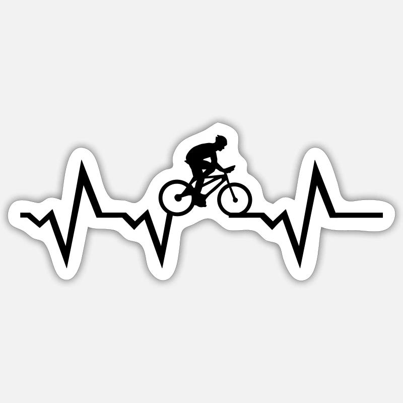 Herzschlag und Radfahrer, radfahren - Sticker Größe S (10 x 10 cm) - Mattweiß