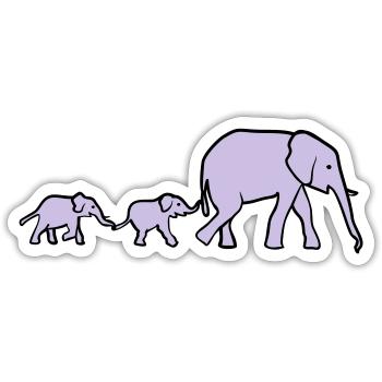 Elephant mother and baby elephants - Sticker size S (10 x 10 cm) - white matte - Front