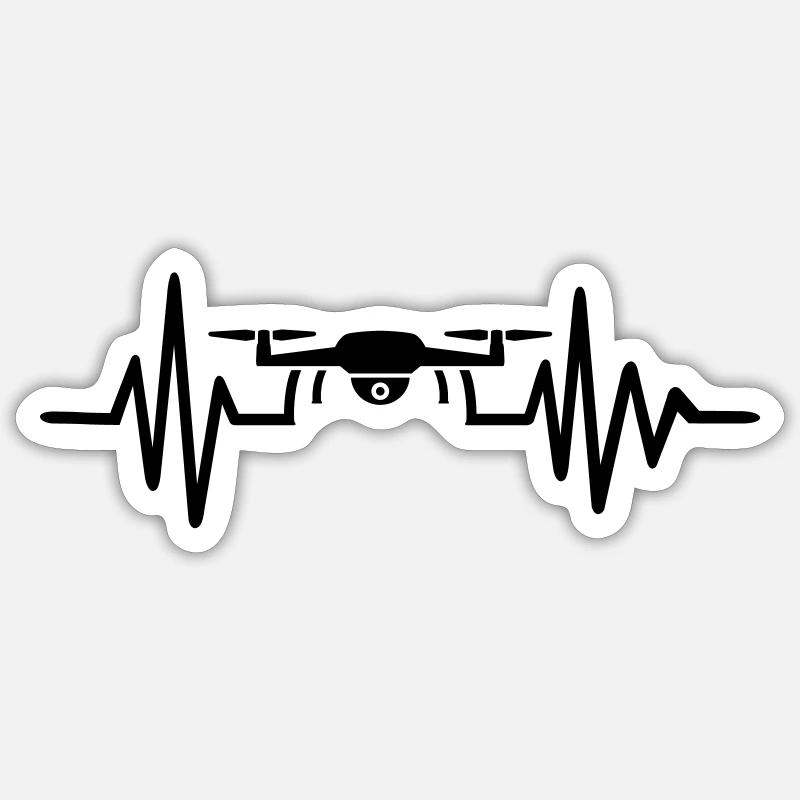 drone - Sticker taille S (10 x 10 cm) - blanc mat