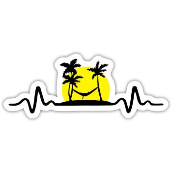 Relax Herzschlag, Hängematte, Urlaub - EKG - Sticker Größe S (10 x 10 cm) - Mattweiß - Vorne