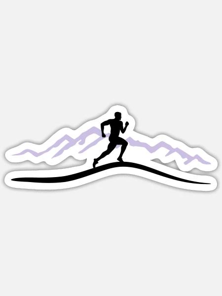 Laufen, Läufer und Berge - Sticker Größe S (10 x 10 cm) - Mattweiß