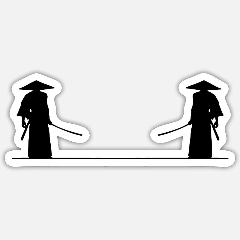 Samurai fight - Sticker size S (10 x 10 cm) - white matte