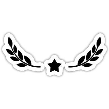 Stern mit Lorbeerkranz Design - Sticker Größe S (10 x 10 cm) - Mattweiß - Vorne