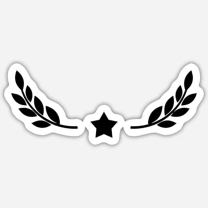 Star with laurel wreath design Sticker size S (10 x 10 cm)