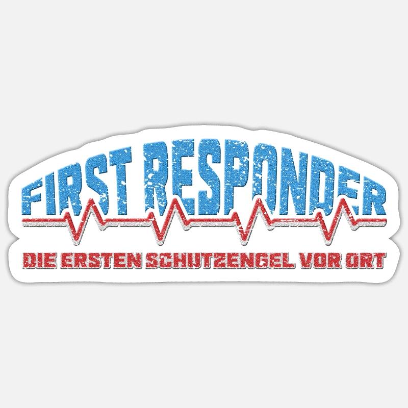 First Responder mit Herzschlag und coolen Spruch - Sticker Größe S (10 x 10 cm) - Mattweiß