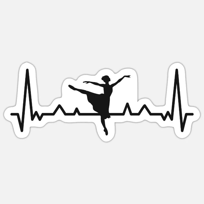 Tänzer mit EKG Herzschlag - Sticker Größe S (10 x 10 cm) - Mattweiß