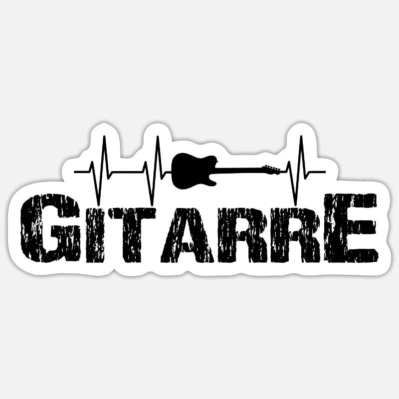 Gitarre - Sticker Größe S (10 x 10 cm) - Mattweiß