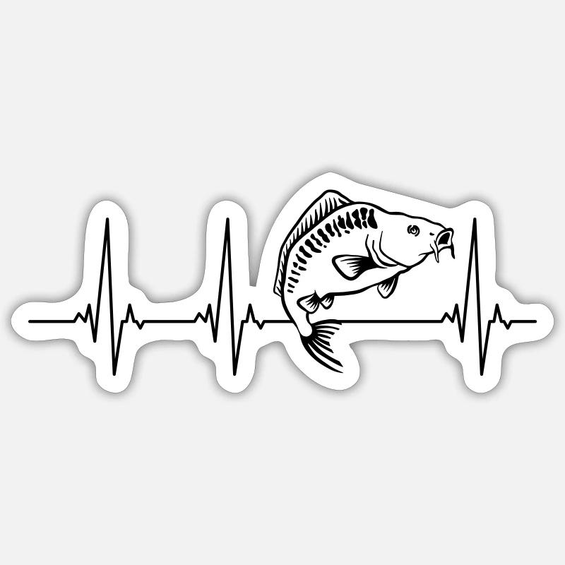 Pêche à la carpe - Sticker taille S (10 x 10 cm) - blanc mat