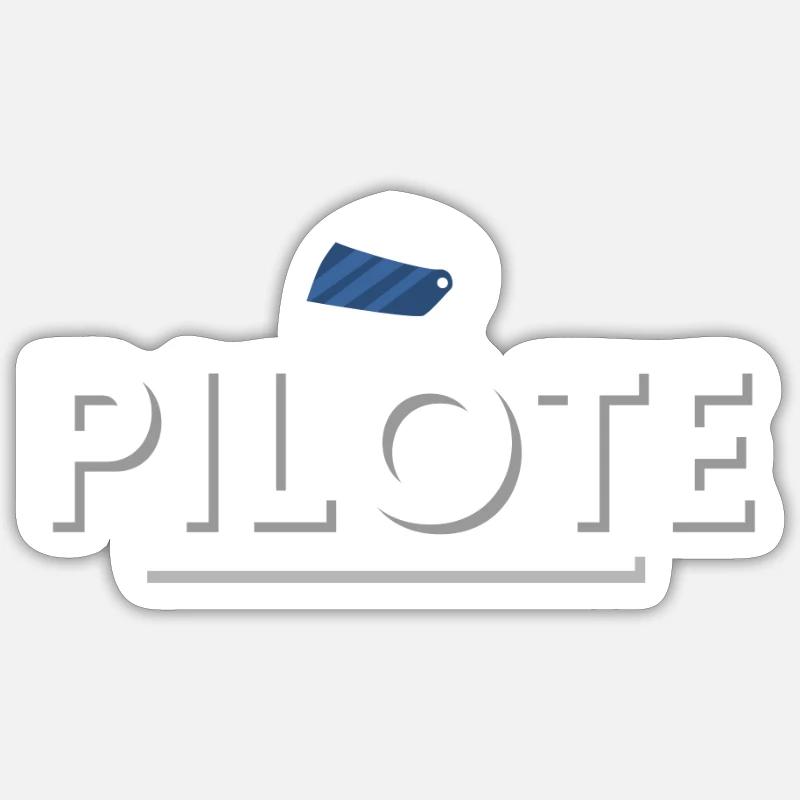 pilote casque. cadeau pilote - Sticker taille S (10 x 10 cm) - blanc mat