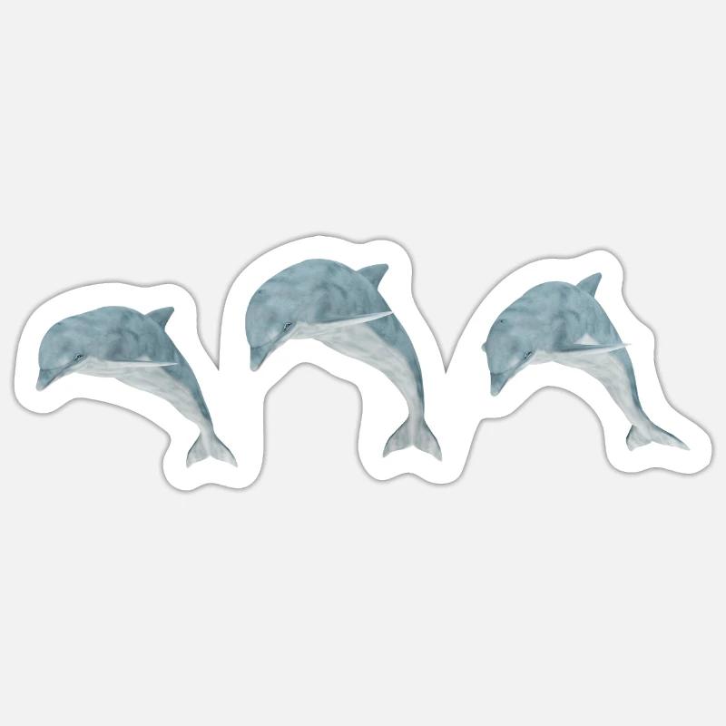 Three jumping dolphins - Sticker size S (10 x 10 cm) - white matte