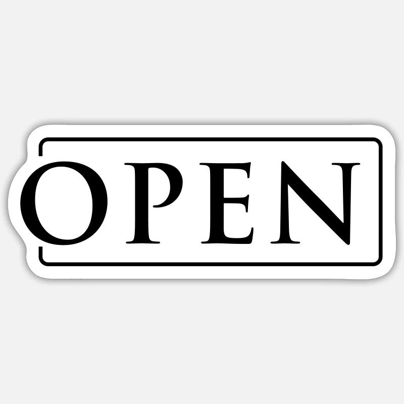 OPEN in frame Sticker size S (10 x 10 cm)