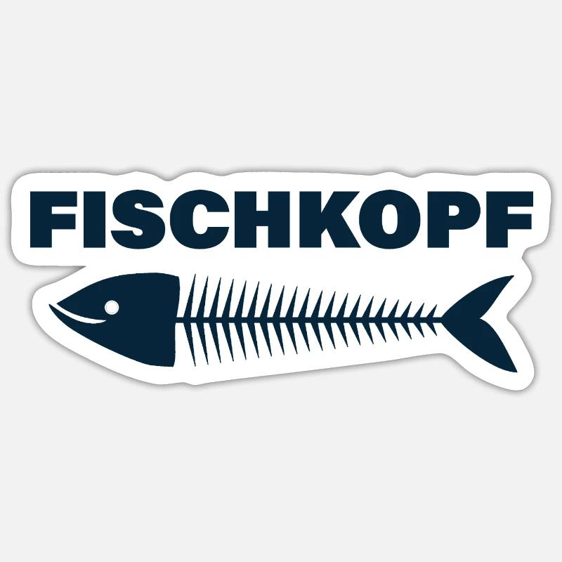 FISCHKOPF - Sticker Größe S (10 x 10 cm) - Mattweiß