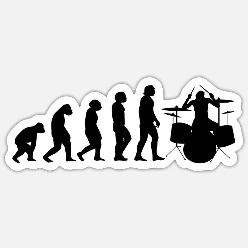 Batteur de batterie Evolution II - Sticker taille S (10 x 10 cm) - blanc mat
