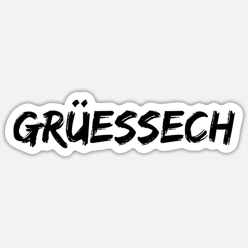 Grüessech Dialekt - Sticker Größe S (10 x 10 cm) - Mattweiß