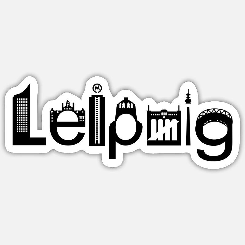 Leipzig Skyline with Landmarks Sticker size S (10 x 10 cm)