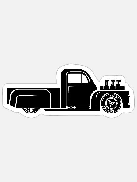 hot rod rockabilly smybol car cars auto autos - Sticker Größe S (10 x 10 cm) - Mattweiß
