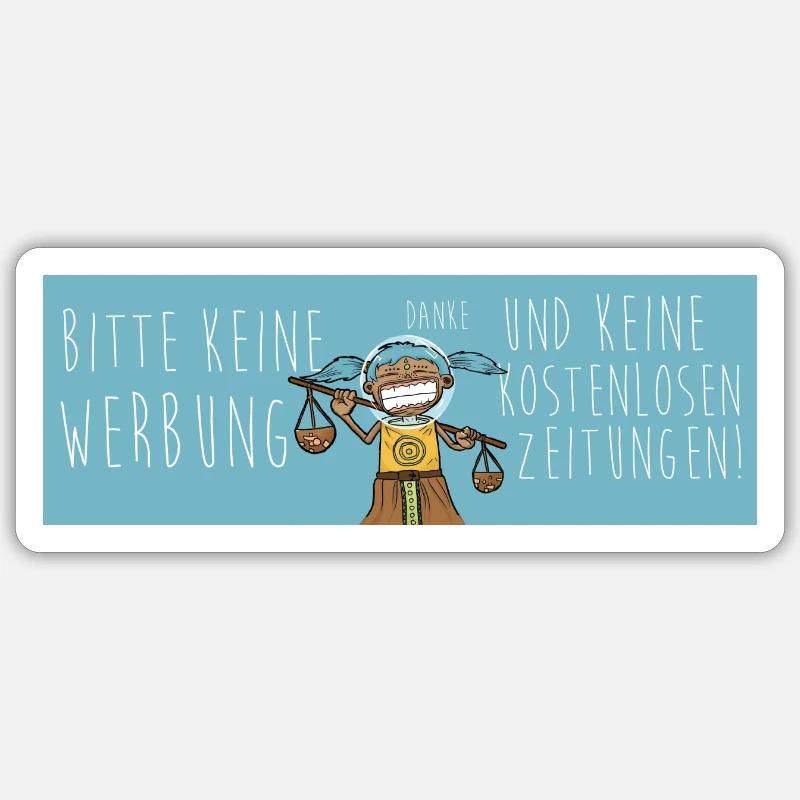 Bitte keine Werbung - Waage Sternzeichen blau - Sticker Größe S (10 x 10 cm) - Mattweiß
