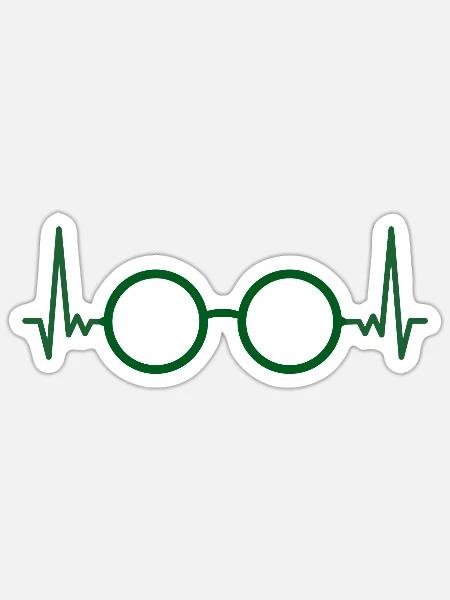 EKG Brille Optiker Geschenk Augenoptiker - Sticker Größe S (10 x 10 cm) - Mattweiß