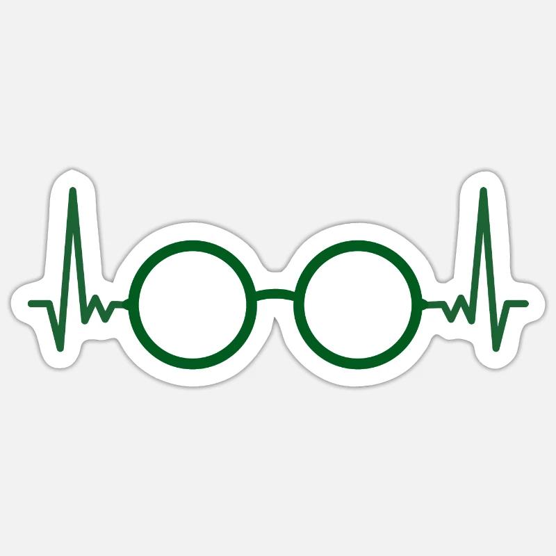 EKG Brille Optiker Geschenk Augenoptiker - Sticker Größe S (10 x 10 cm) - Mattweiß