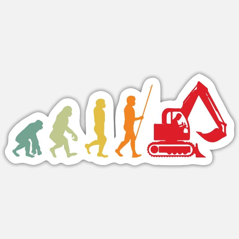 Baggerführer Evolution Bagger Baggerfahrer Sticker Größe S (10 x 10 cm)