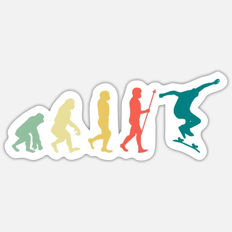 Skater Evolution Skateboard Skateboarding - Sticker Größe S (10 x 10 cm) - Mattweiß