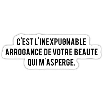 C'EST L'INEXPUGNABLE ARROGANCE BEAUTE QUI MASPERGE - Sticker taille S (10 x 10 cm) - blanc mat - Devant