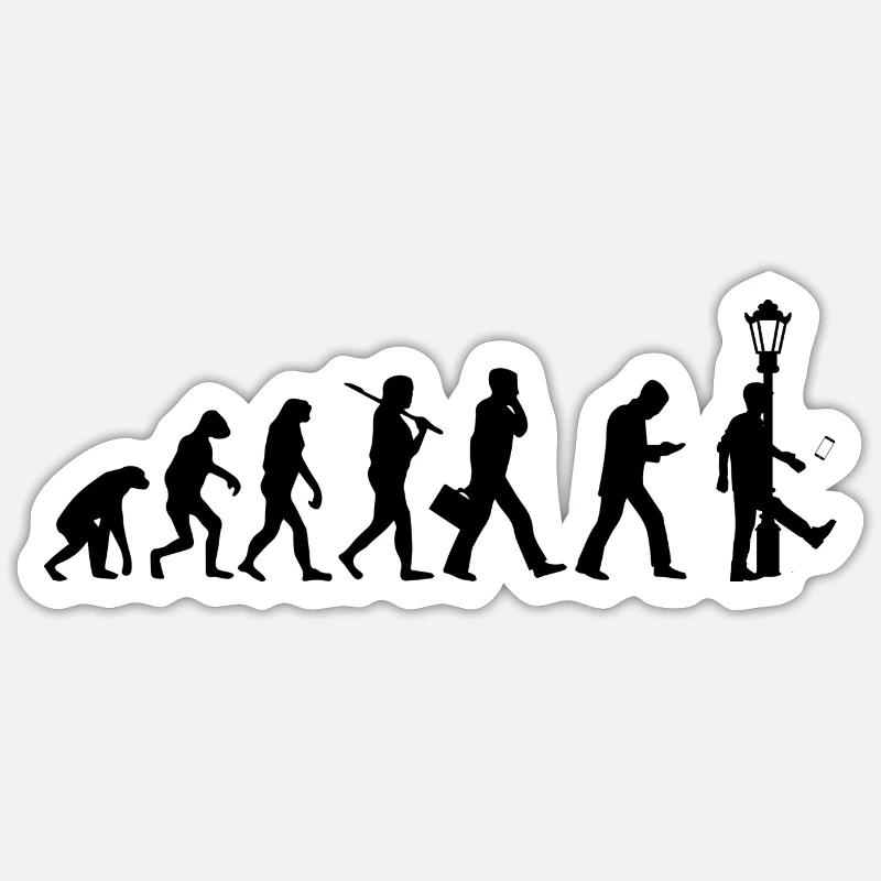 Evolution Smartphone - Lustiges Motiv - Sticker Größe S (10 x 10 cm) - Mattweiß