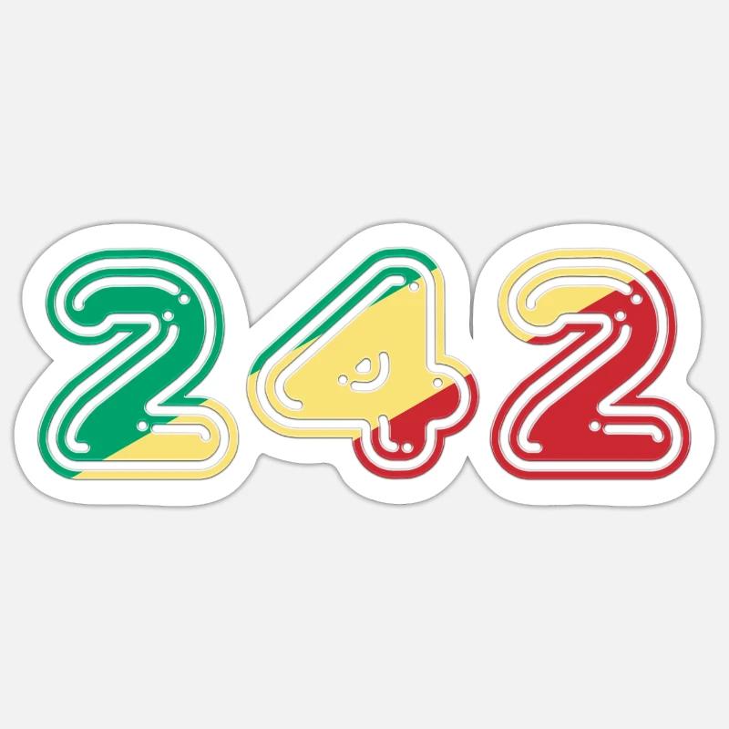 Team 242 CONGO - Sticker taille S (10 x 10 cm) - blanc mat