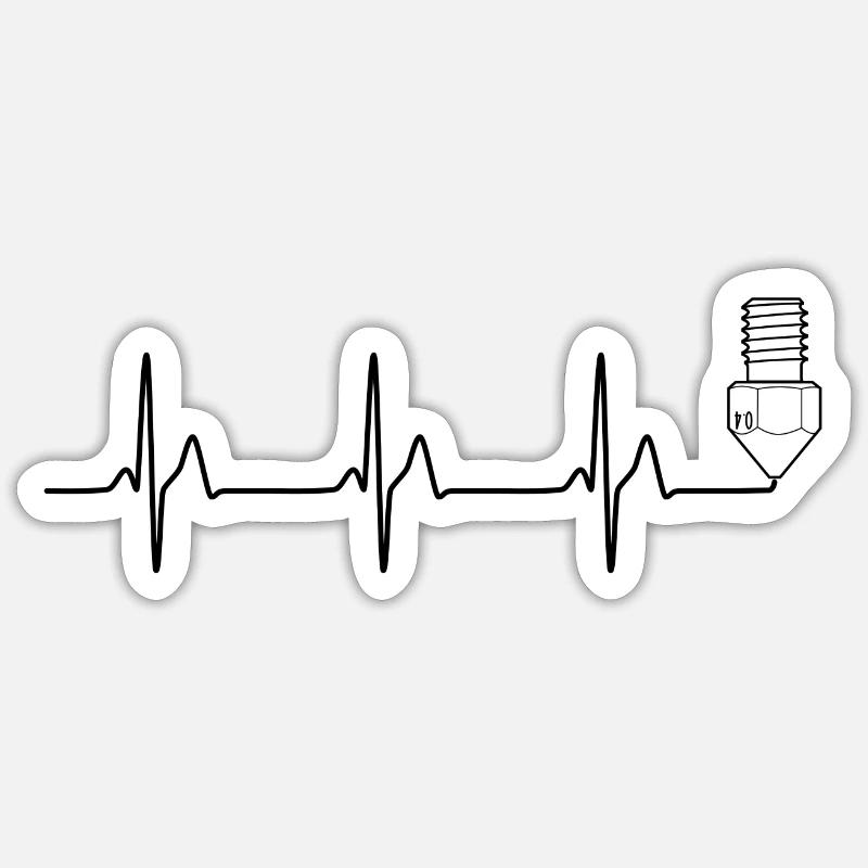 Druck 3d heartbeat Herzfrequenz EKG - Sticker Größe S (10 x 10 cm) - Mattweiß