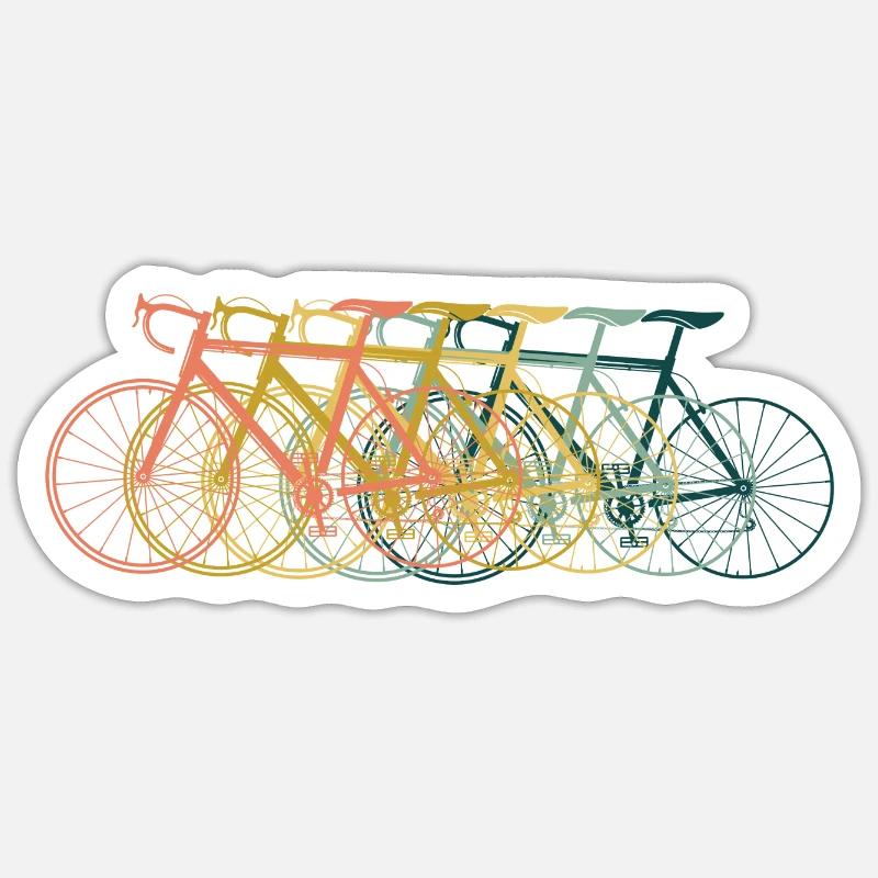 Cyclisme Rétro - Sticker taille S (10 x 10 cm) - blanc mat