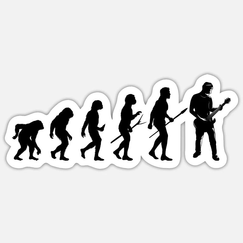 guitar gitarre evolution - Sticker Größe S (10 x 10 cm) - Mattweiß