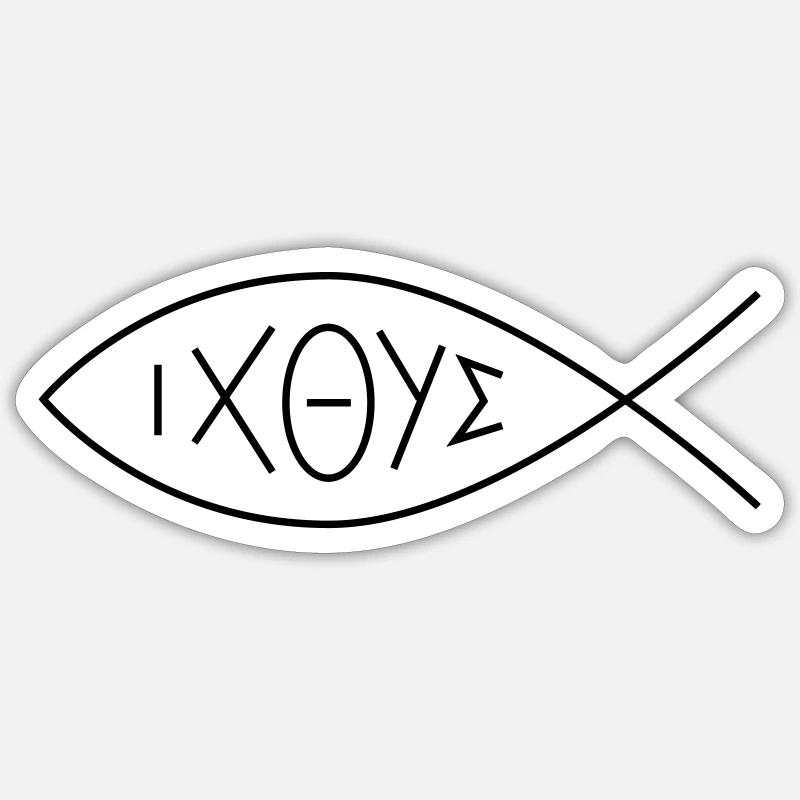 Christliches Symbol Ichthys - Sticker Größe S (10 x 10 cm) - Mattweiß