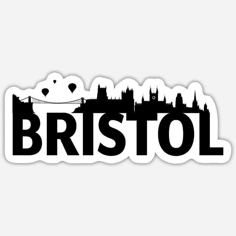 Bristol Angleterre capitale Skyline UK - Sticker taille S (10 x 10 cm) - blanc mat