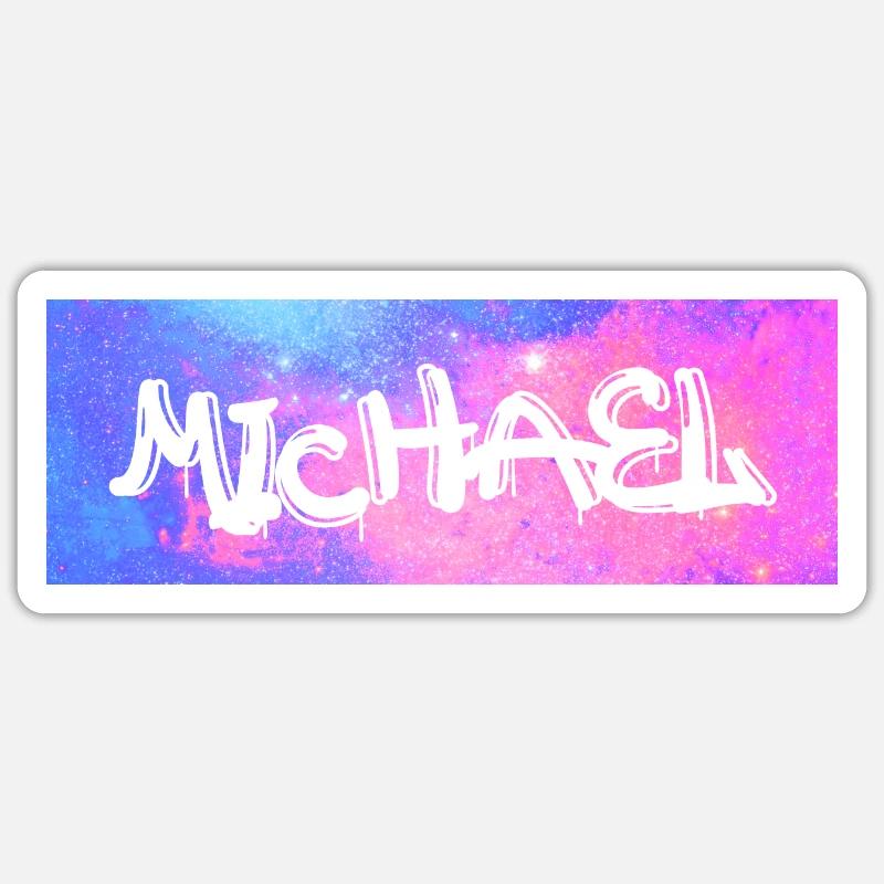 Michael Name Geschenk Geschenkidee Galaxie - Sticker Größe S (10 x 10 cm) - Mattweiß