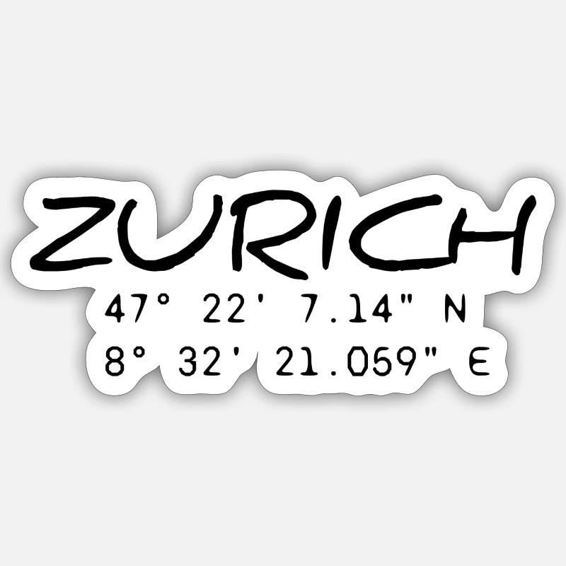 Zurich GPS Coordinates Sticker size S (10 x 10 cm)