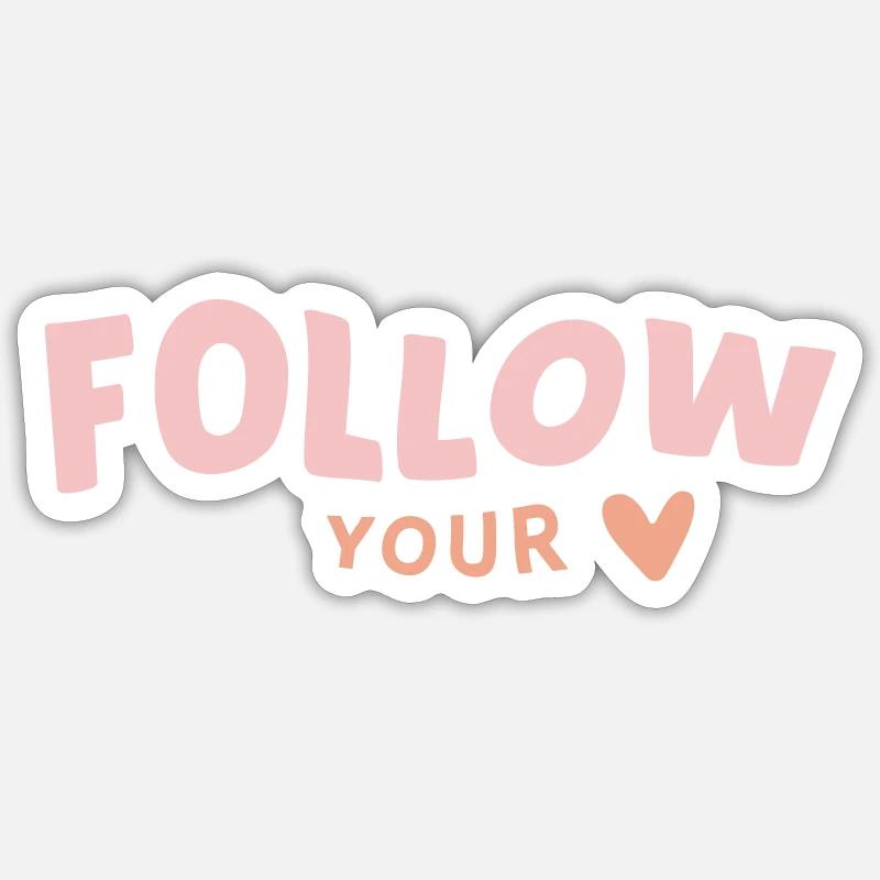 follow heart - Sticker Größe S (10 x 10 cm) - Mattweiß