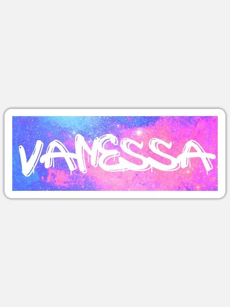 Vanessa Name Geschenk Geschenkidee Galaxie - Sticker Größe S (10 x 10 cm) - Mattweiß